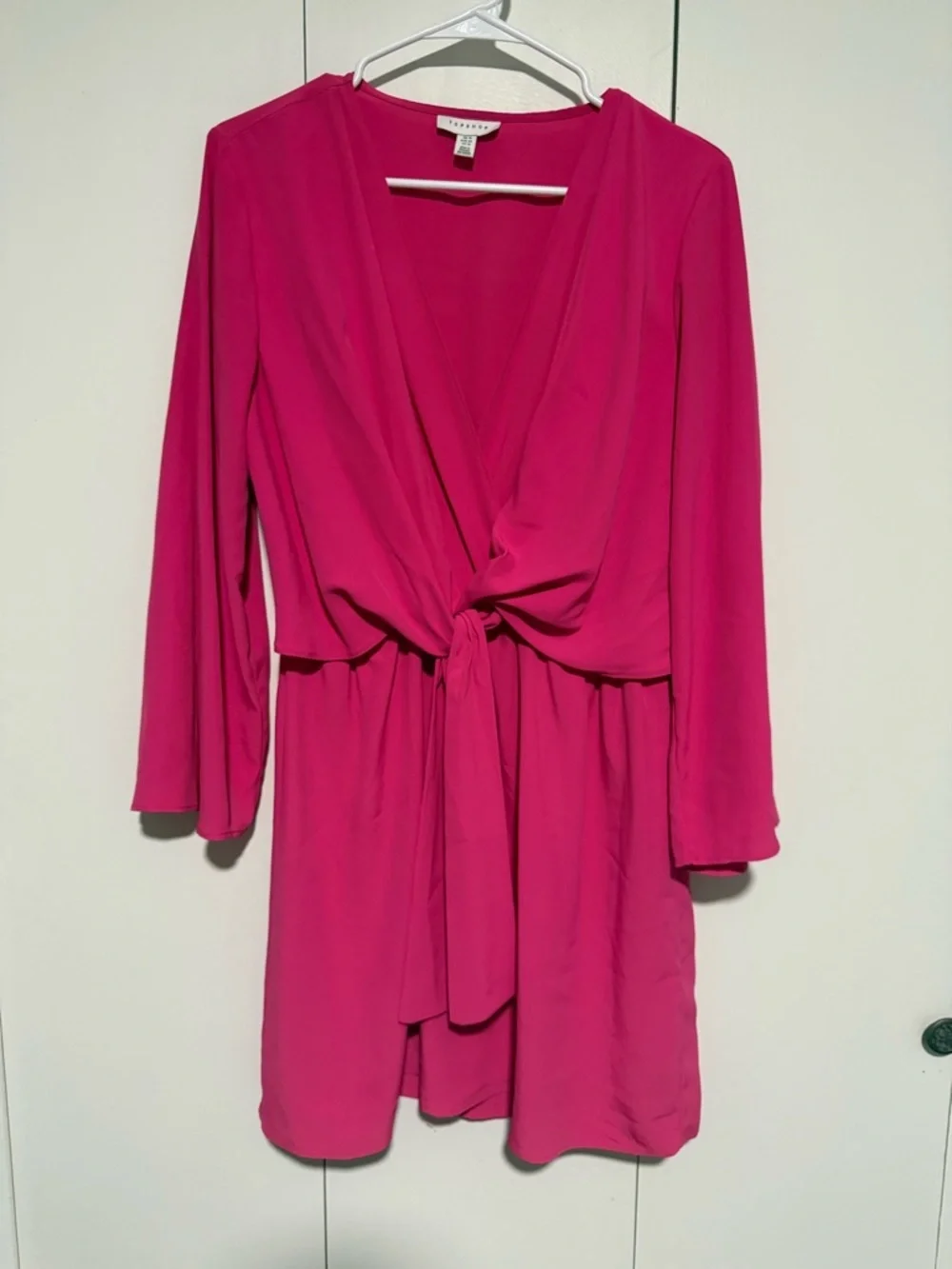 Topshop Tiffany Knot Mini Dress Bubblegum size 10 - Picture 2 of 5